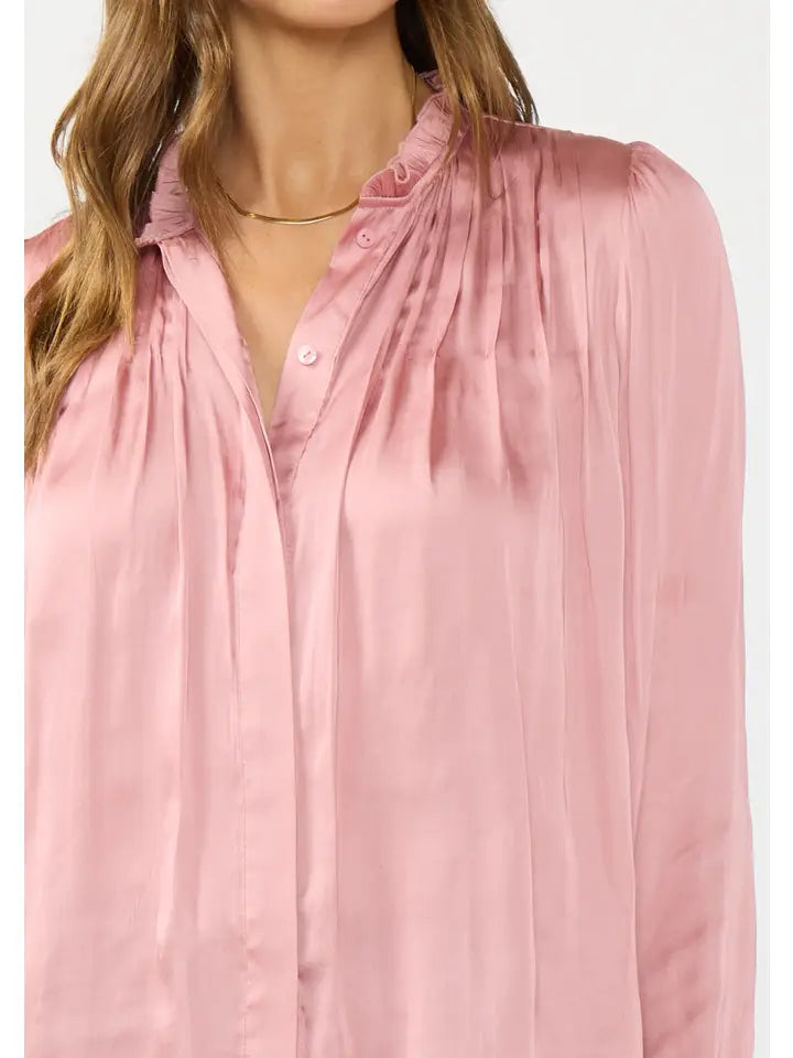  Long Sleeve Button Down Top Pink