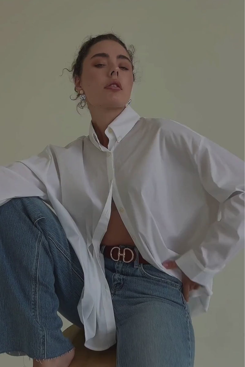 Long Sleeve Button Down Top White